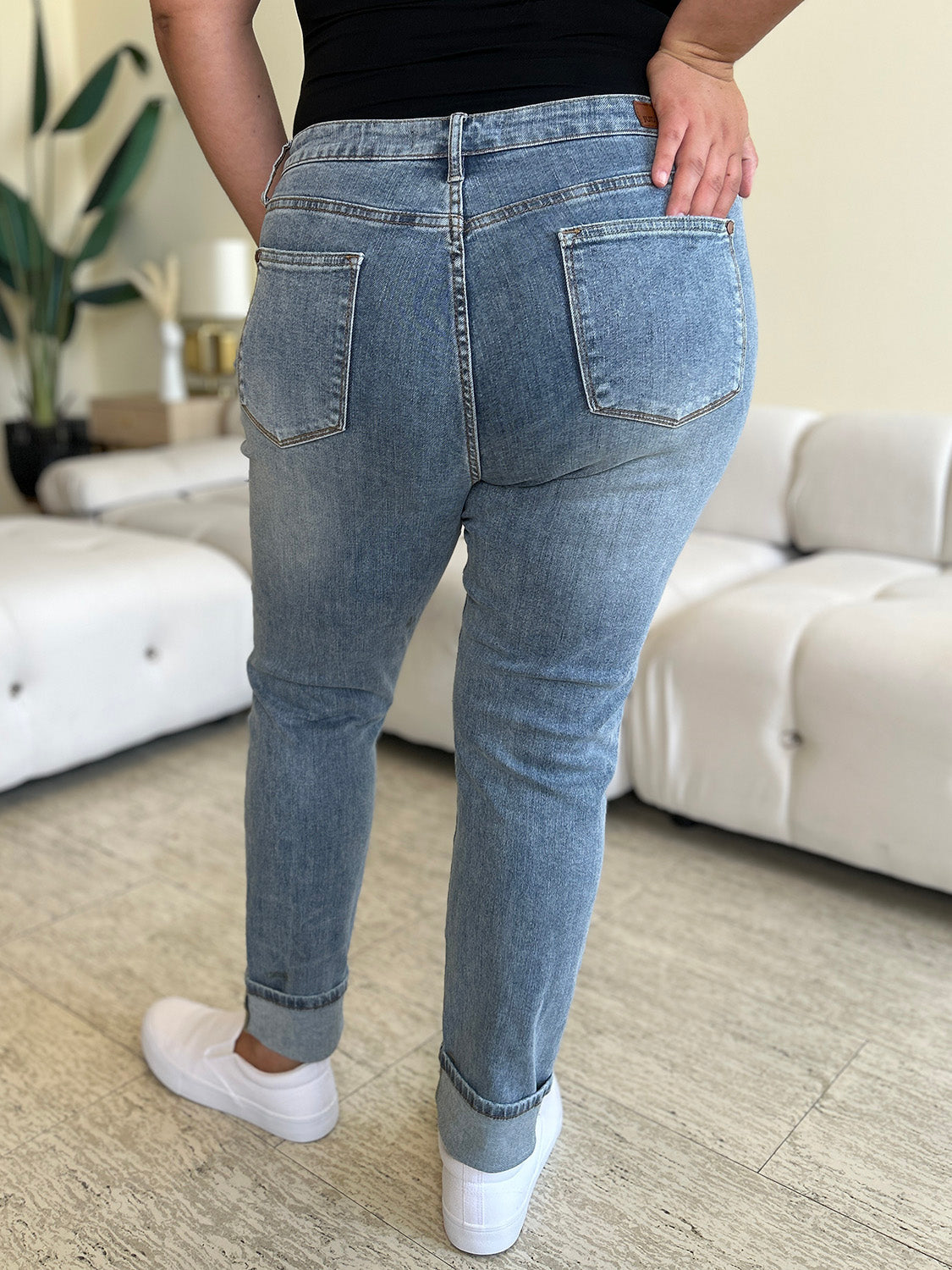 Judy Blue Full Size High Waist Cuff Hem Jeans