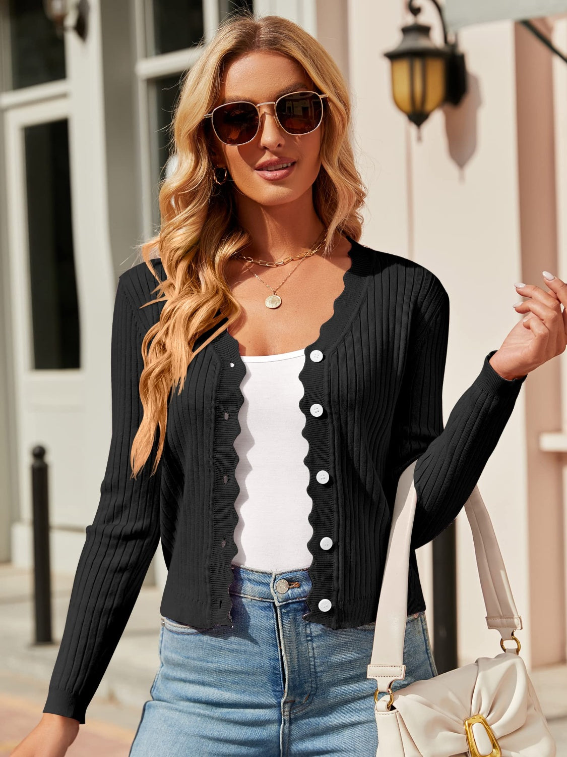 Button Up Long Sleeve Cardigan