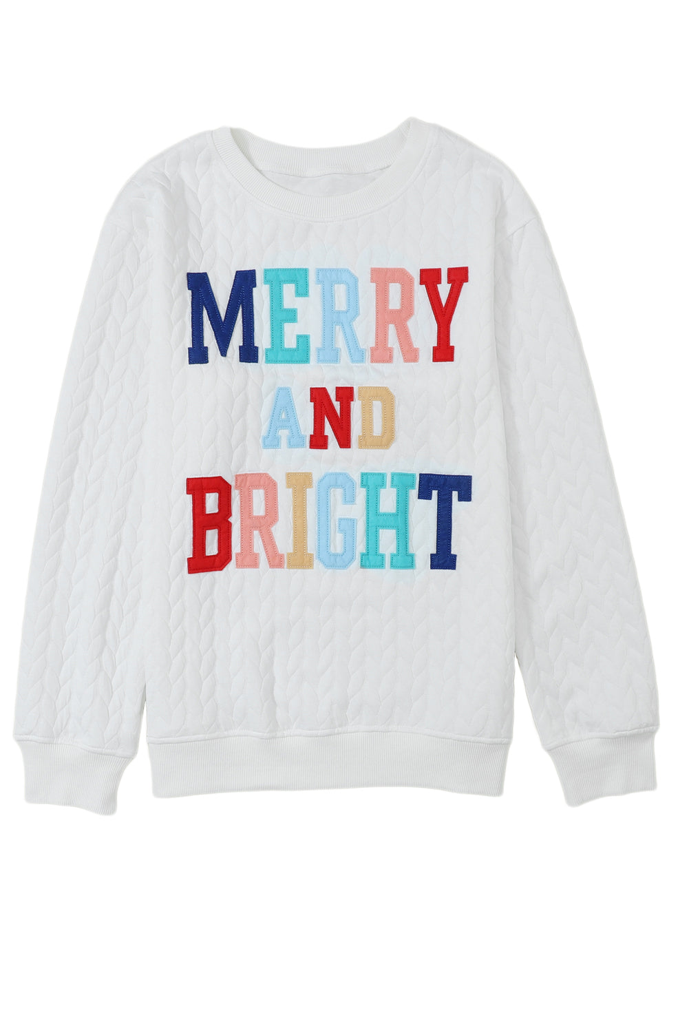 White Merry and Bright Quilted Sweatshirt