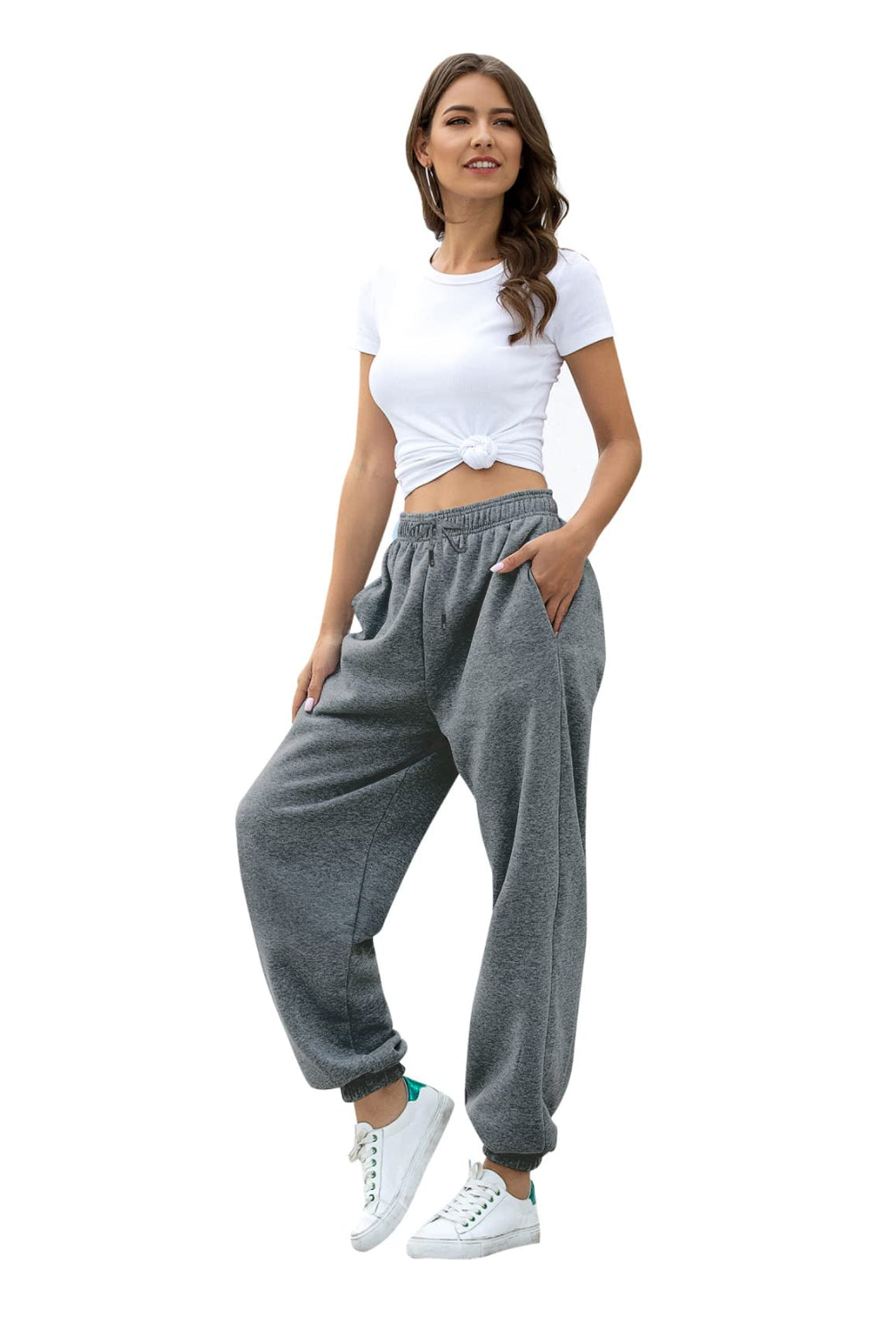 Elastic Waist Joggers with Pockets