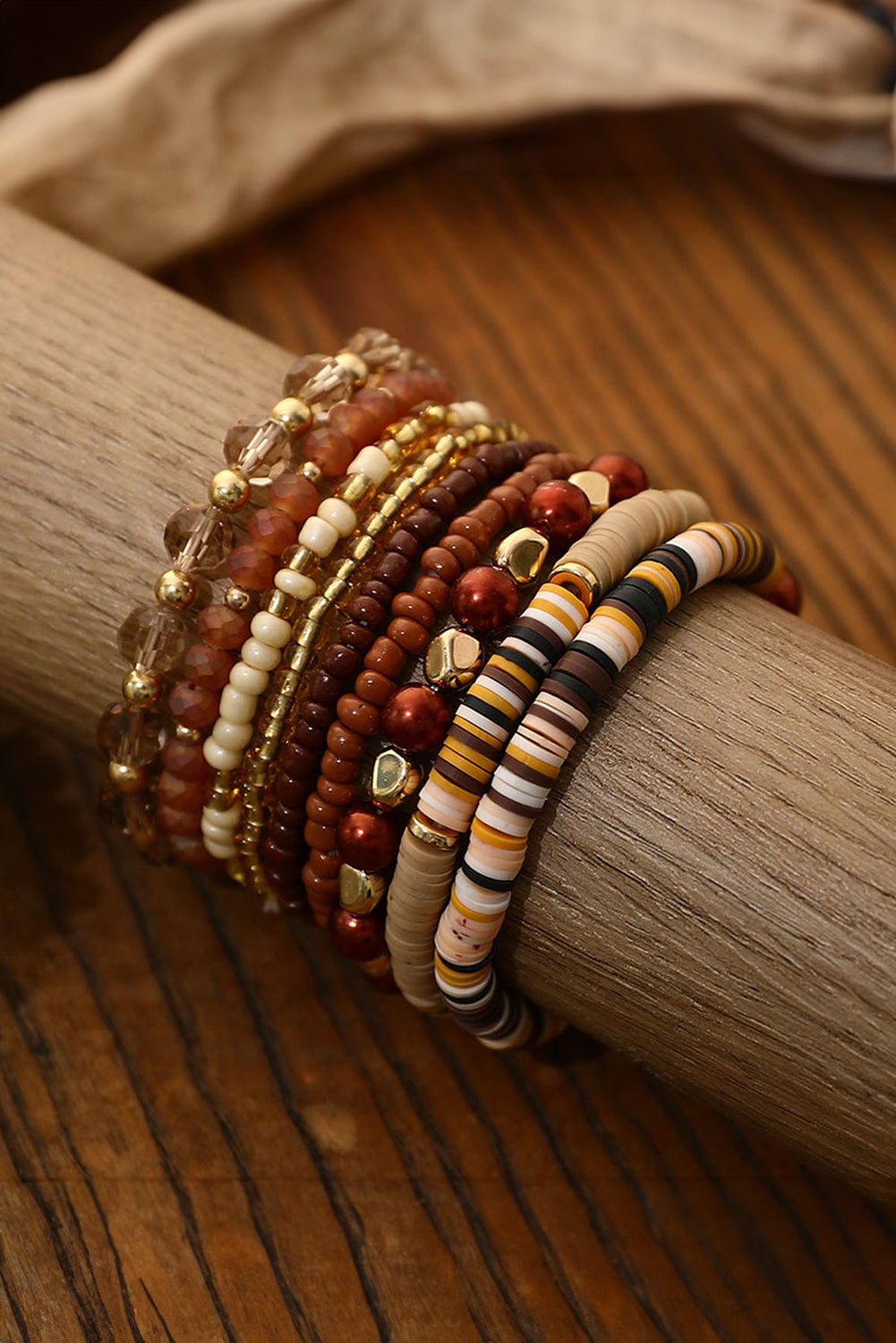 Camel Vintage Beaded 9 Piece Bracelet Set