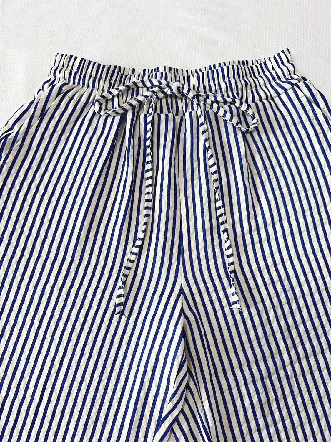 Drawstring Striped Elastic Waist Pants