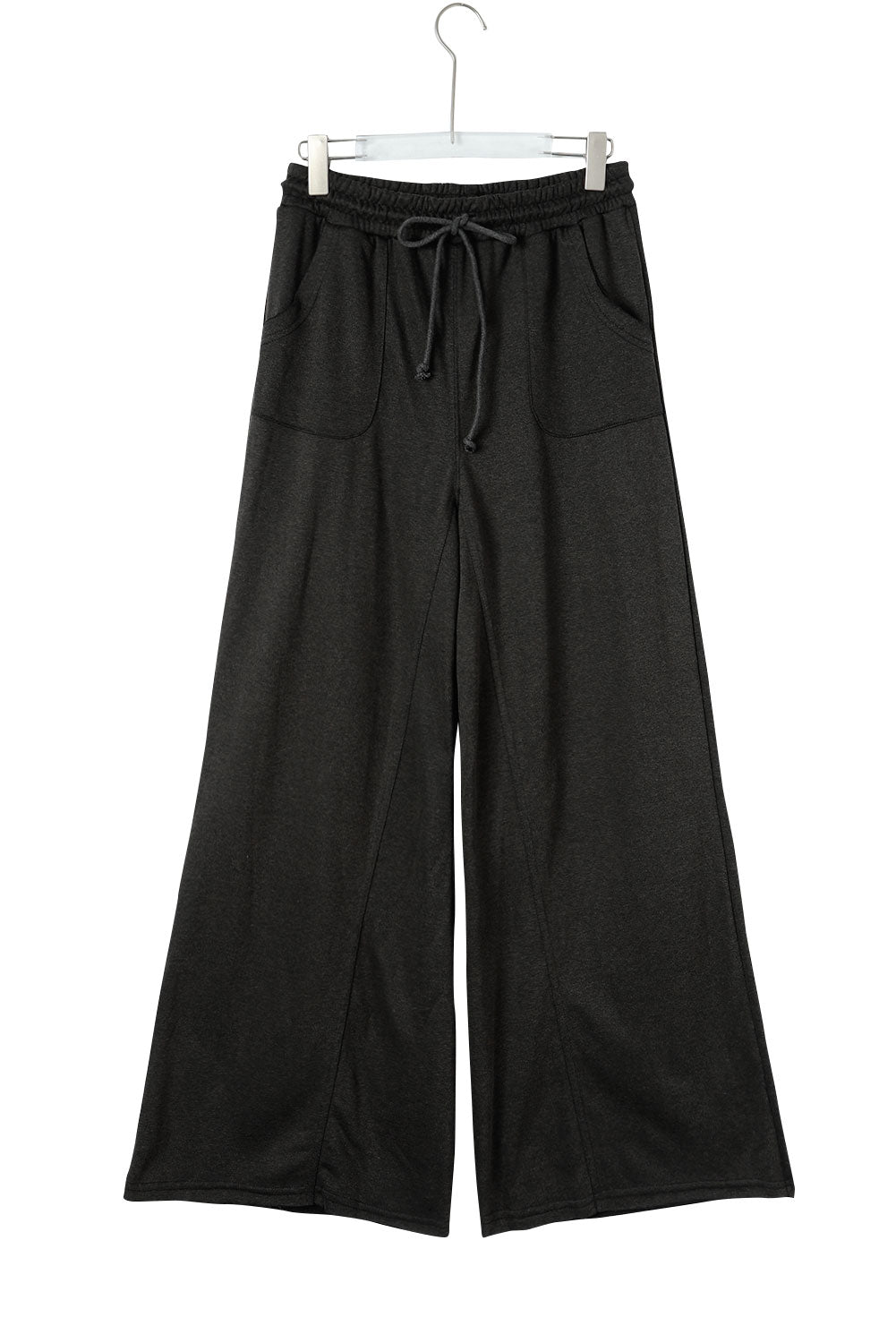 Gray Mineral Washed  Drawstring Retro Wide Leg Pants