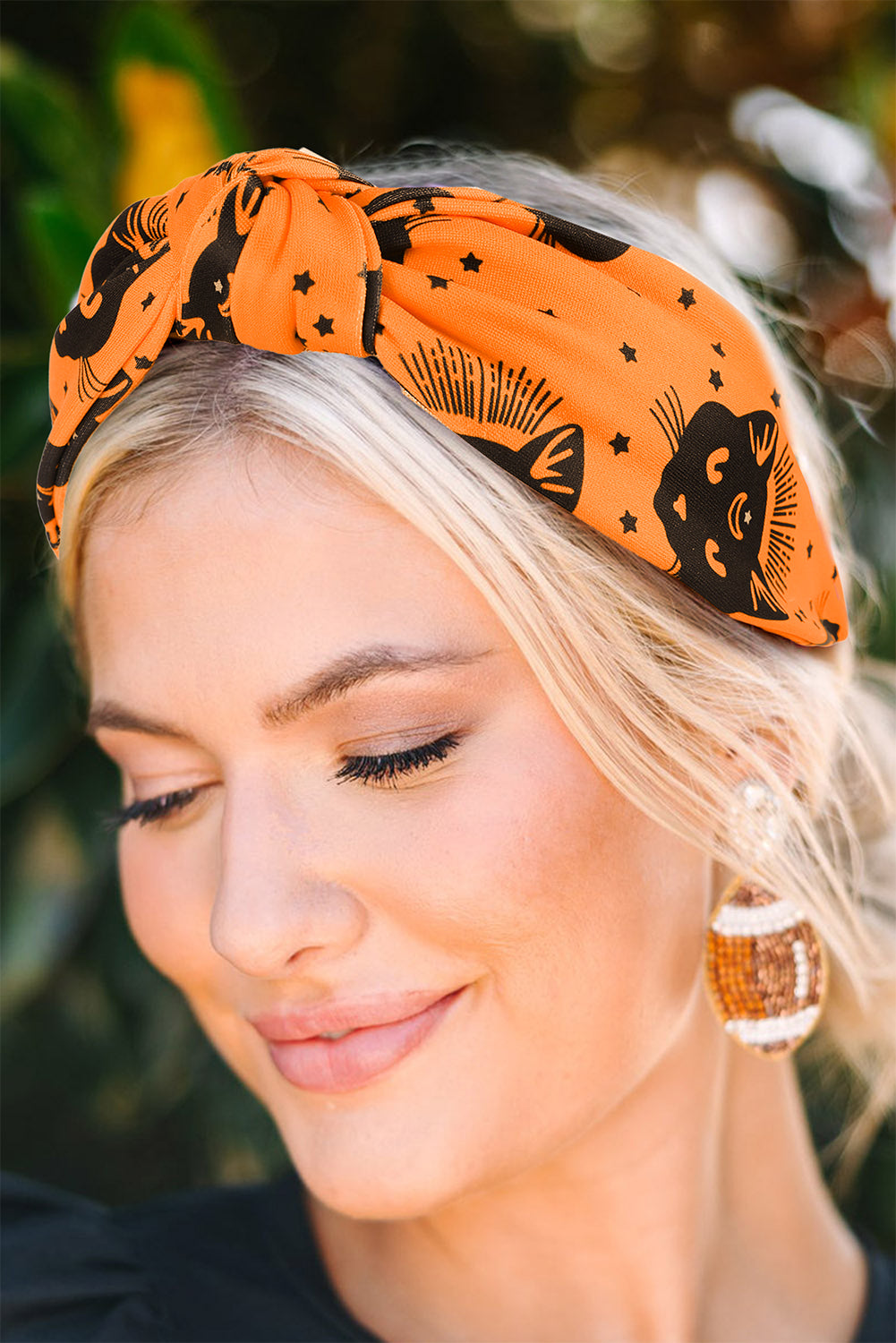 Orange Halloween Plaid Print Knotted Headband