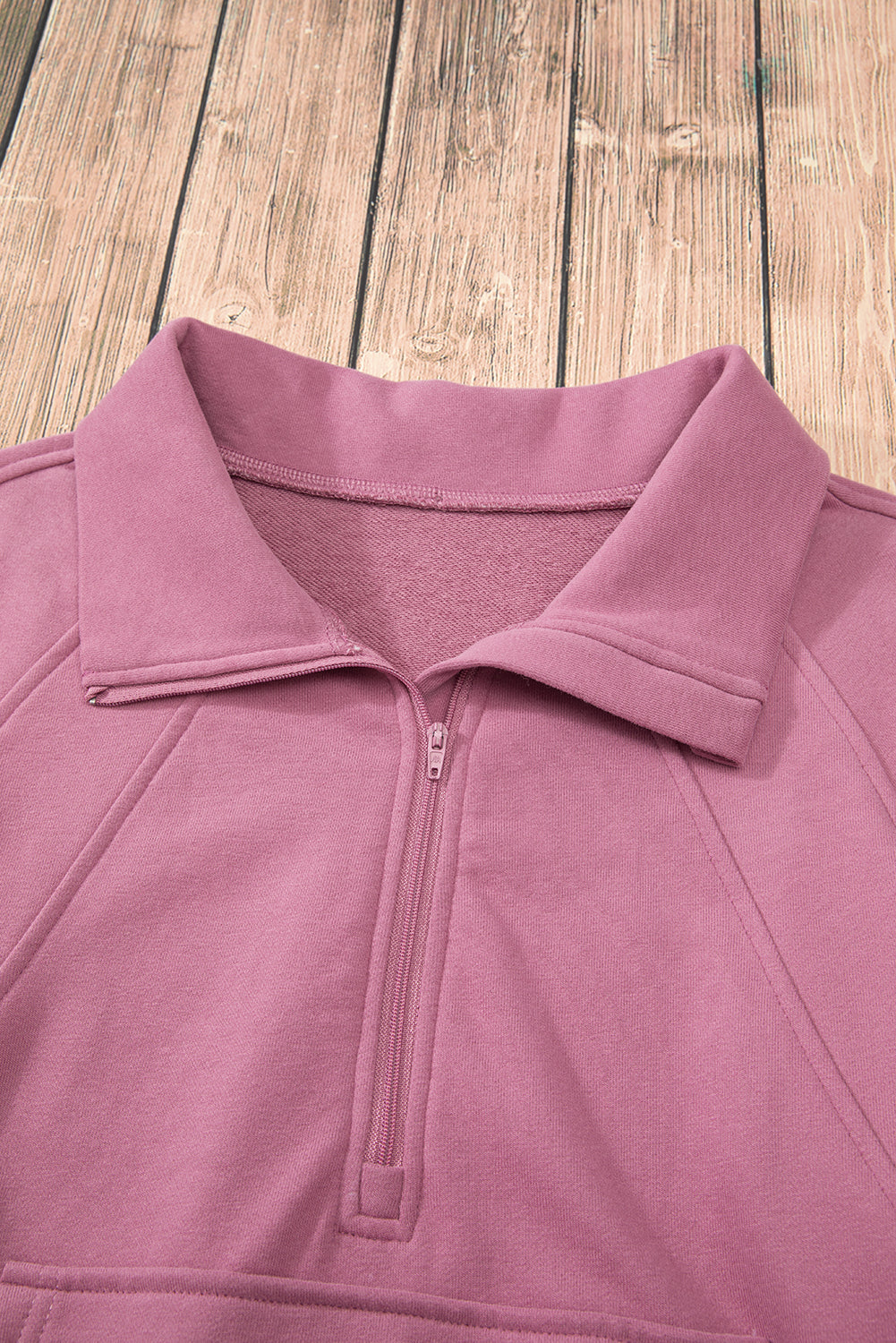 Valerian Quarter Zip Stand Neck Kangaroo Pocket Sweatshirt