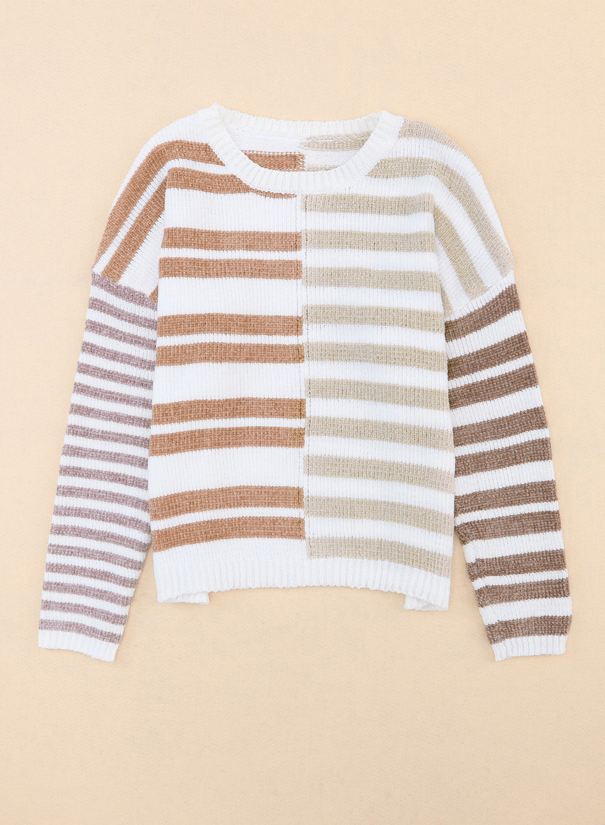 Stripe Blocked Drop Shoulder Slouchy Sweater