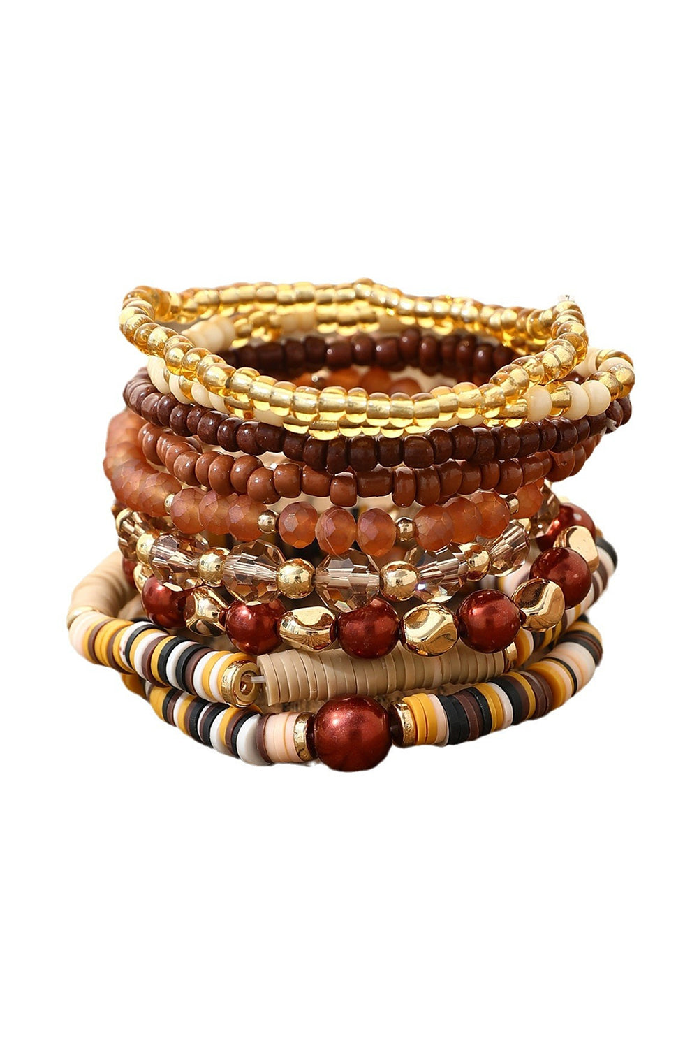 Camel Vintage Beaded 9 Piece Bracelet Set