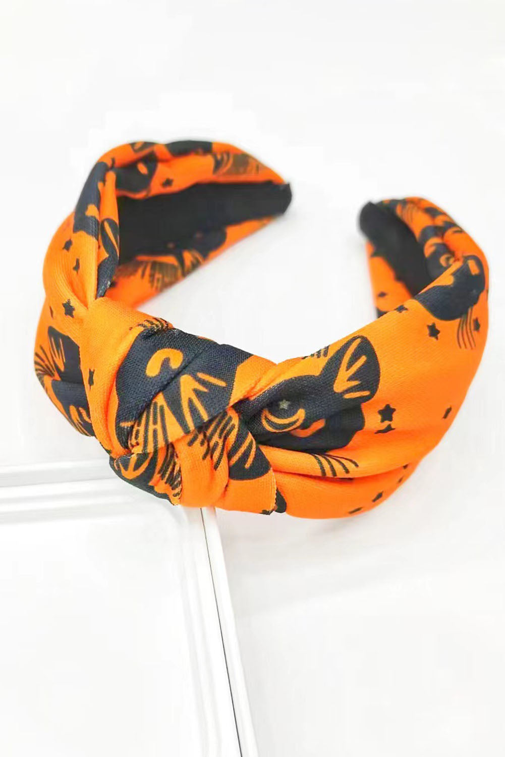 Orange Halloween Plaid Print Knotted Headband