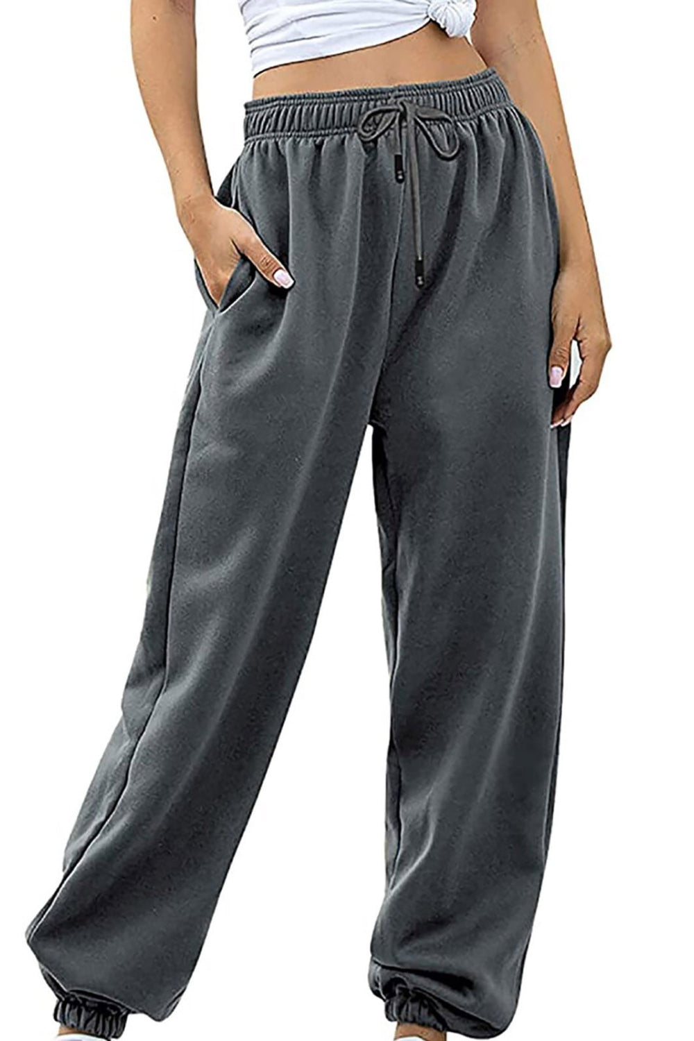 Elastic Waist Joggers with Pockets