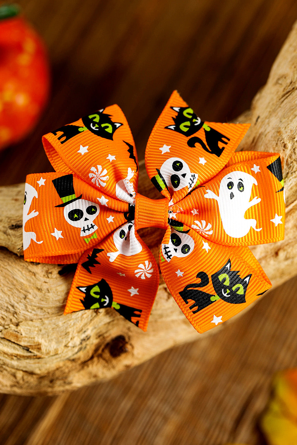 Citrus 4pcs Ghost Spider Skull Print Halloween Bowknot Hair Clip Set