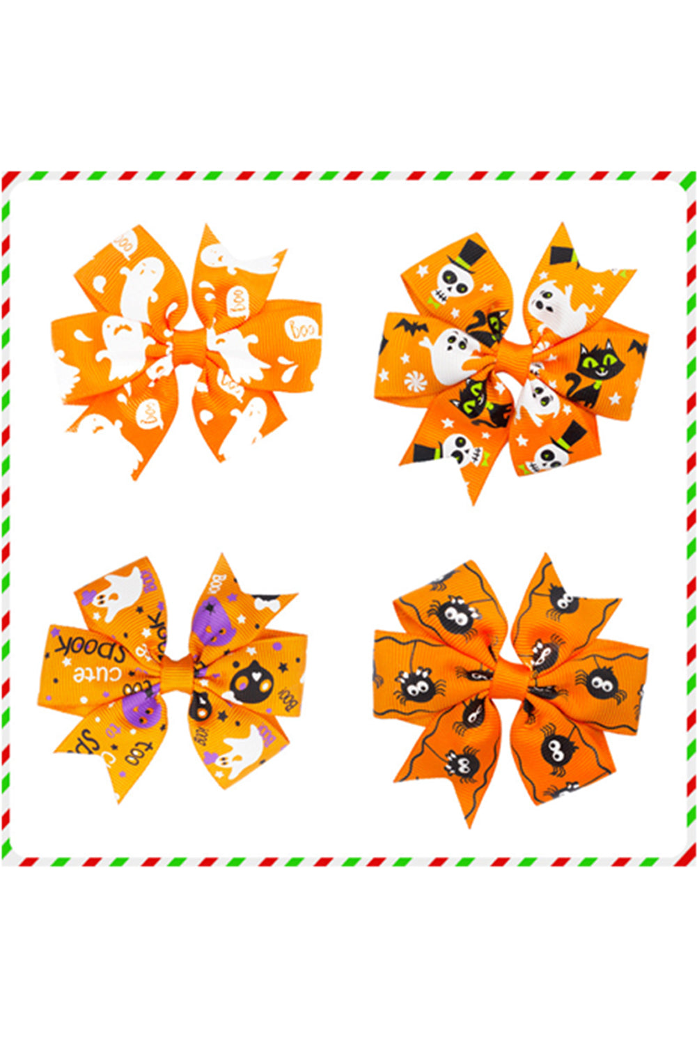 Citrus 4pcs Ghost Spider Skull Print Halloween Bowknot Hair Clip Set