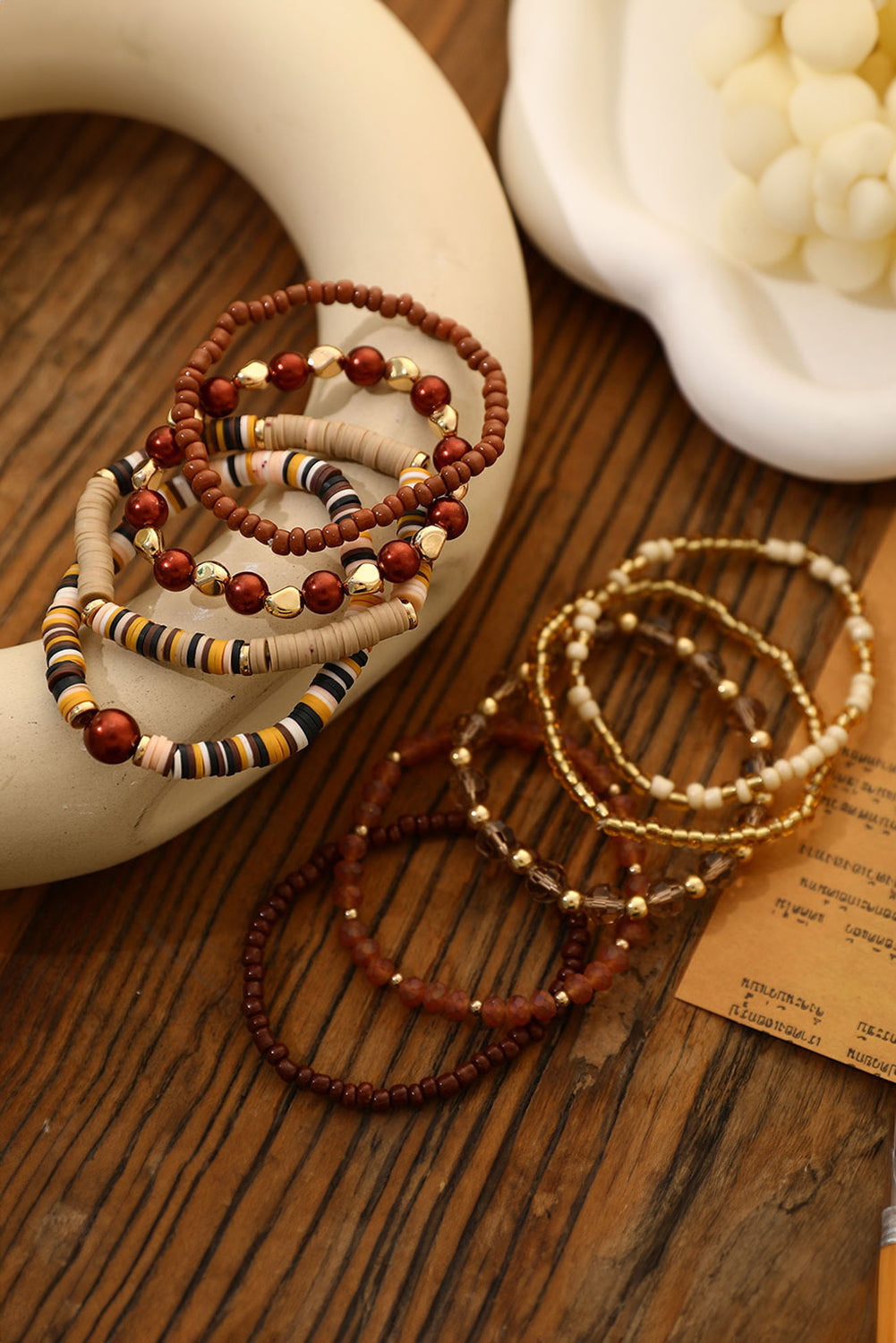 Camel Vintage Beaded 9 Piece Bracelet Set